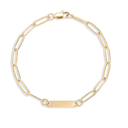 Gold Plated Paperclip Engraved Bracelet