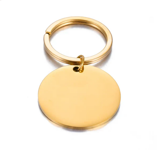 Engraved Gold Plated Disc Keychain