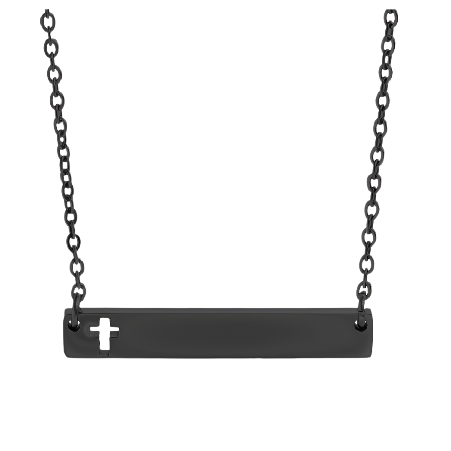 personalized_matte_black_cross_bar_necklace