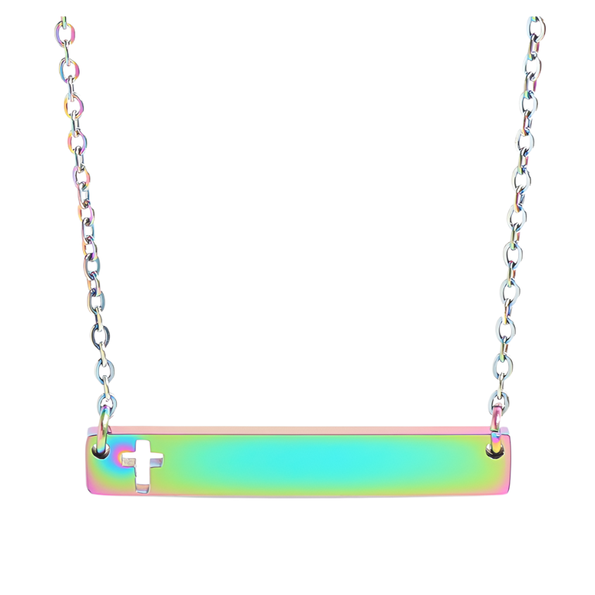 personalized_rainbow_cross_bar_necklace