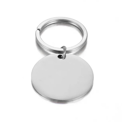 Personalized Silver Disc Keychain